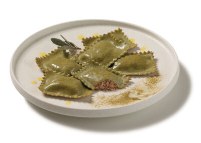 Piatto di Ravioli di Carne alle Foglie di Ulivo - Ascolive